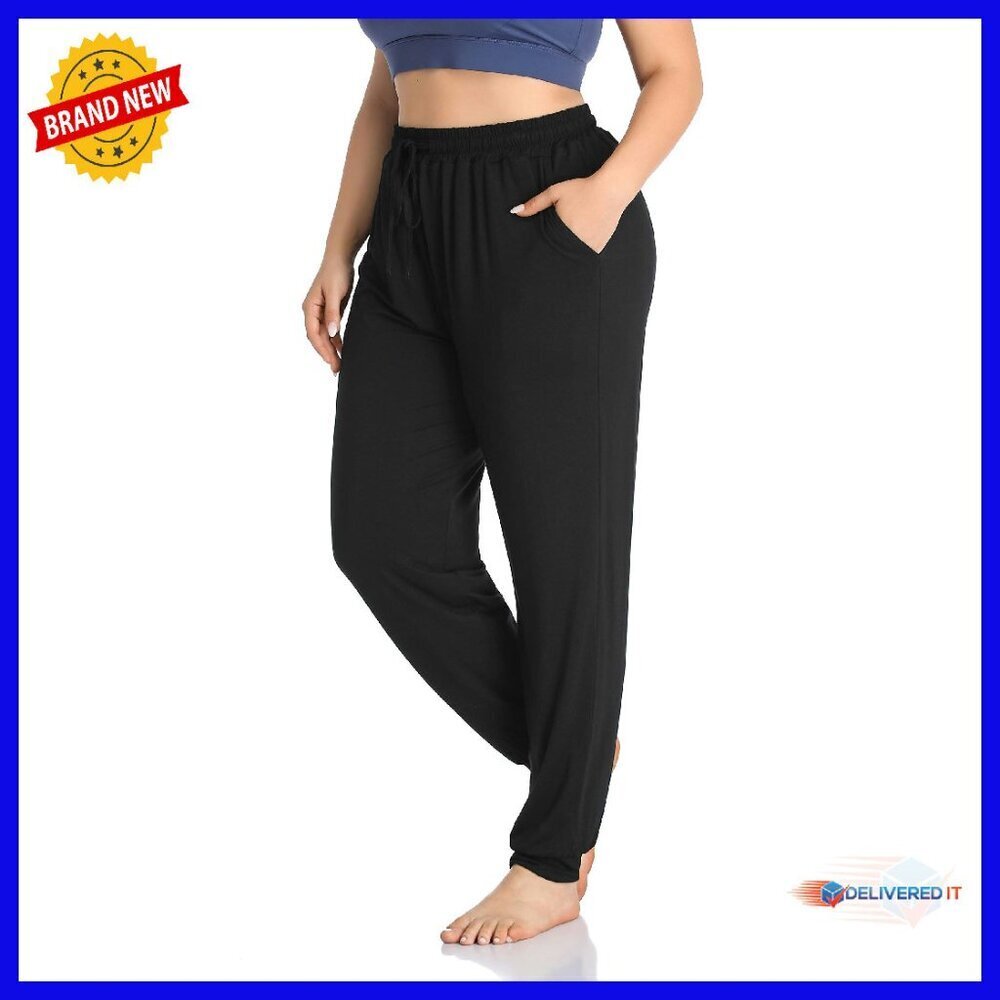 Plus Size Lounge Yoga Pants Drawstring Pockets Comfy Joggers